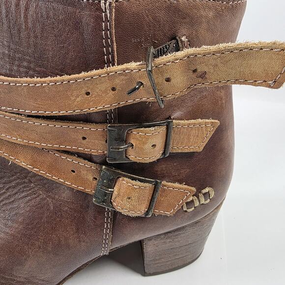Bed Stu Cobbler Boots Womens Size 9 Brown Leather Ankle Buckle Zip Distressed - Picture 7 of 15